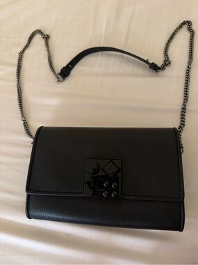 Black Leather Chain Shoulder Bag - Designer Style